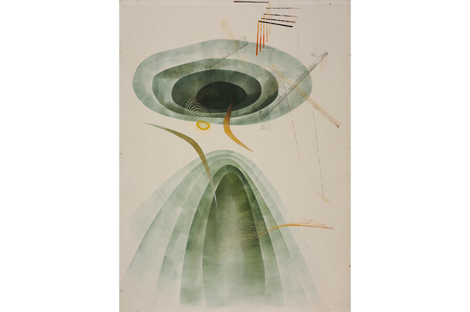 Ink on white paper-faced board, 41 1/4 x 30 5/8 in.